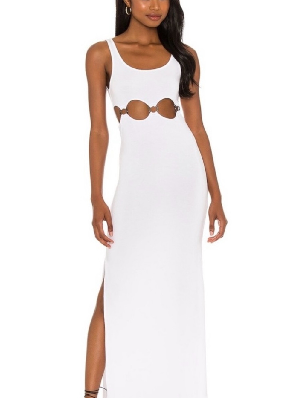 Indah White Cutout Maxi Dress with Ring Details